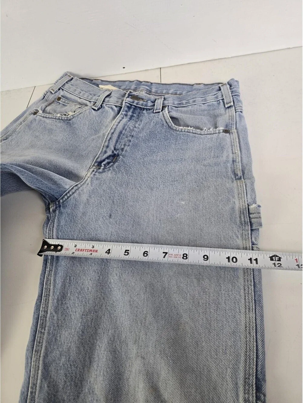 Carhartt Carpenter Jeans 32x30 Baggy Wide Leg Fit Light Wash Distressed Denim